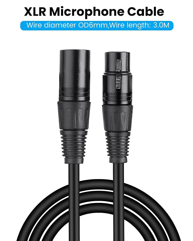 ZORBES® XLR Cable, 10 FT XLR Male to Female Cable XLR Microphone Cable, Metal Mic Compatible with Karaoke Machine/Speaker/Amp/Mixer for Karaoke Singing, Speech, Wedding, Stage and Outdoor Activity