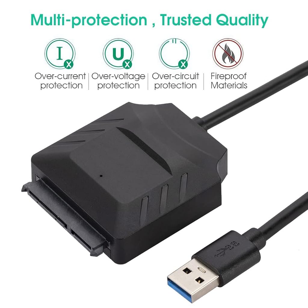 Verilux® SATA to USB 3.0 Cable,SATA III Hard Drive Adapter USB 3.0 to SATA Converter Compatible for 2.5 3.5 Inch Desktop HDD,SSD Hard Drive Disk (Cable Only,Not Include 12v Adapter),Black