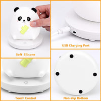 Verilux® Panda Night Light with 3-Brightness Warm Light Smile Panda Night Light Soft Silione Lamp USB Rechargeable Nursery Night Light for Boys Girls Bedroom