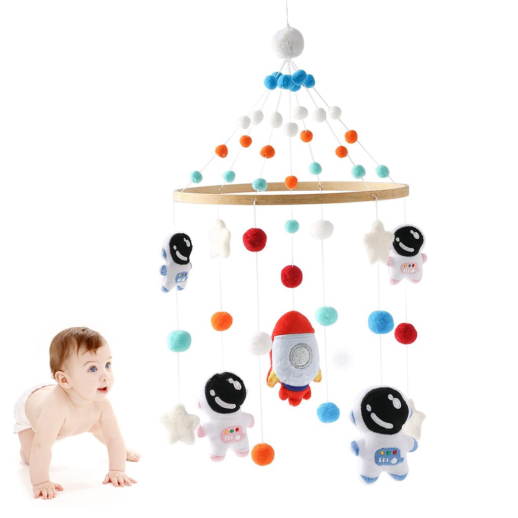 PATPAT Hanging Toys for Babies 0-6 Months Rotatable Cradle Toys Cartoon Spaceman Soft Crib Toys for Babies Hanging Newborn Baby Toys Cot Mobile Hanging Toy Stroller Toy Gift for Newborn 0-18 Month