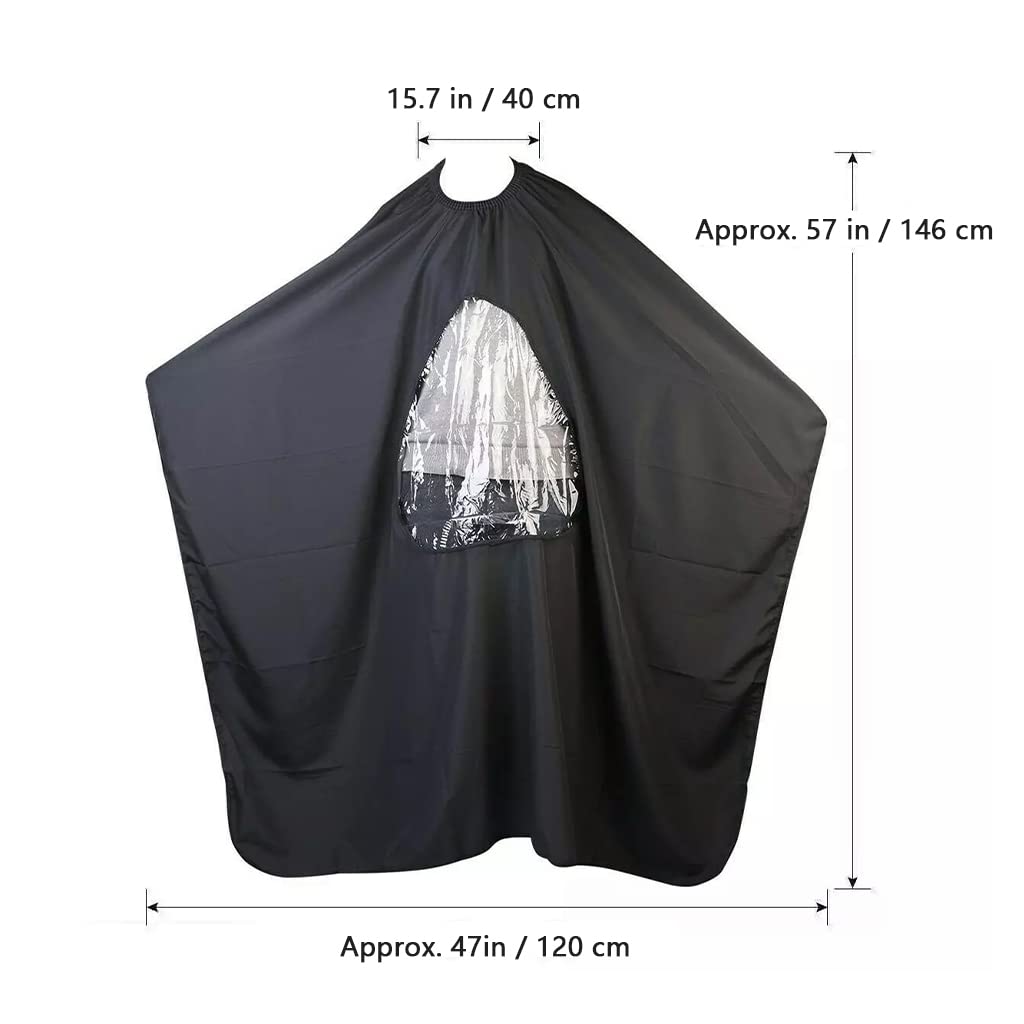 MAYCREATE Barber Cape for Hair Cutting Apron, Polyester Hair Salon Cover, Hair Styling Cape with Clear Window & Adjustable Neck Closure for Men Women Kids - Water & Stain Resistant