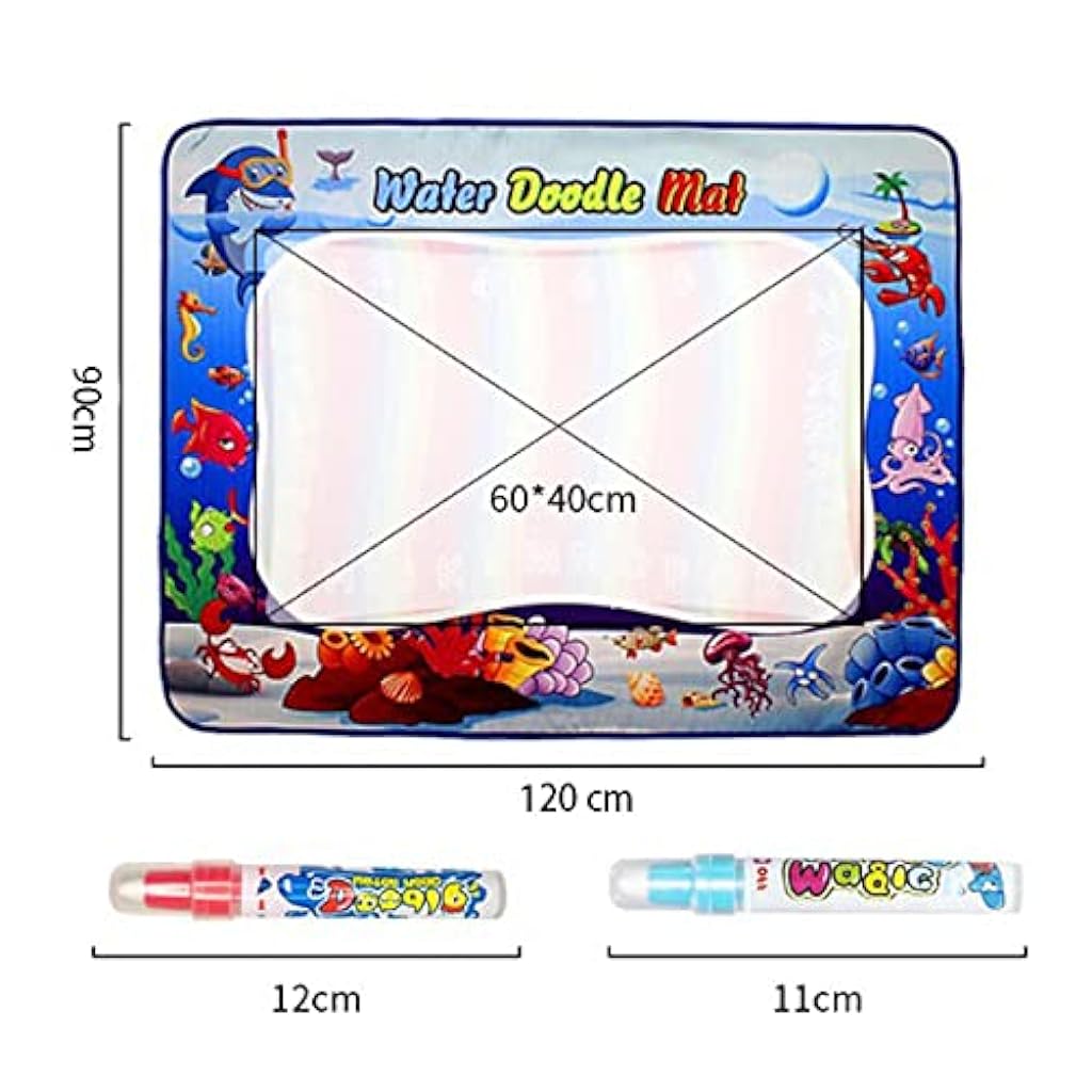 SNOWIE SOFT® Educational Toys for Kids 3+ Years Water Doodle Mat,Magic Slate 47x35 Inches Extra Large Writing Drawing Mat Aqua with 2 Magic Pens Toy for Girls Boys Toddler Gift