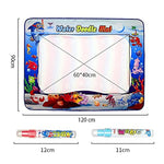 SNOWIE SOFT® Educational Toys for Kids 3+ Years Water Doodle Mat,Magic Slate 47x35 Inches Extra Large Writing Drawing Mat Aqua with 2 Magic Pens Toy for Girls Boys Toddler Gift