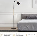 ELEPHANTBOAT® Minimalist Floor Lamp Fixture E27 Bulb Metal Floor Lamp Fixture 1.5m Floor Lamp with Metal Base Flexible Gooseneck PVC Lamp Shade, Long Power Cable with Switch, No Bulb Included