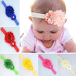 PALAY  Baby Girls Hairband Pearl Crystal Rhinestone Flower Bow Lace Band Elastic Baby Headbands for Baby Girl, Pack of 10 - Multicolor