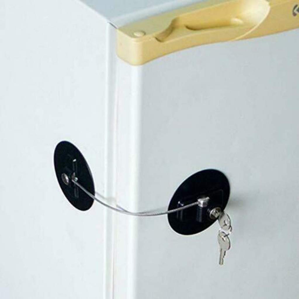 STHIRA 1Pcs Refrigerator Lock Freezer Door Lock Cabinet Lock Strong Adhesive Lock Window Door Restrictor Cable for Baby Toddler Child Safety Device (as Shows)