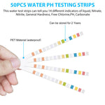 Qpets® 50pcs Water Testing PH Testing Strips, 14 in 1 Water Testing Kit Aquarium Test Strips Professional Freshwater Water Testing Kit for PH GH&KH Nitrite Nitrate Chlorine Carbonate