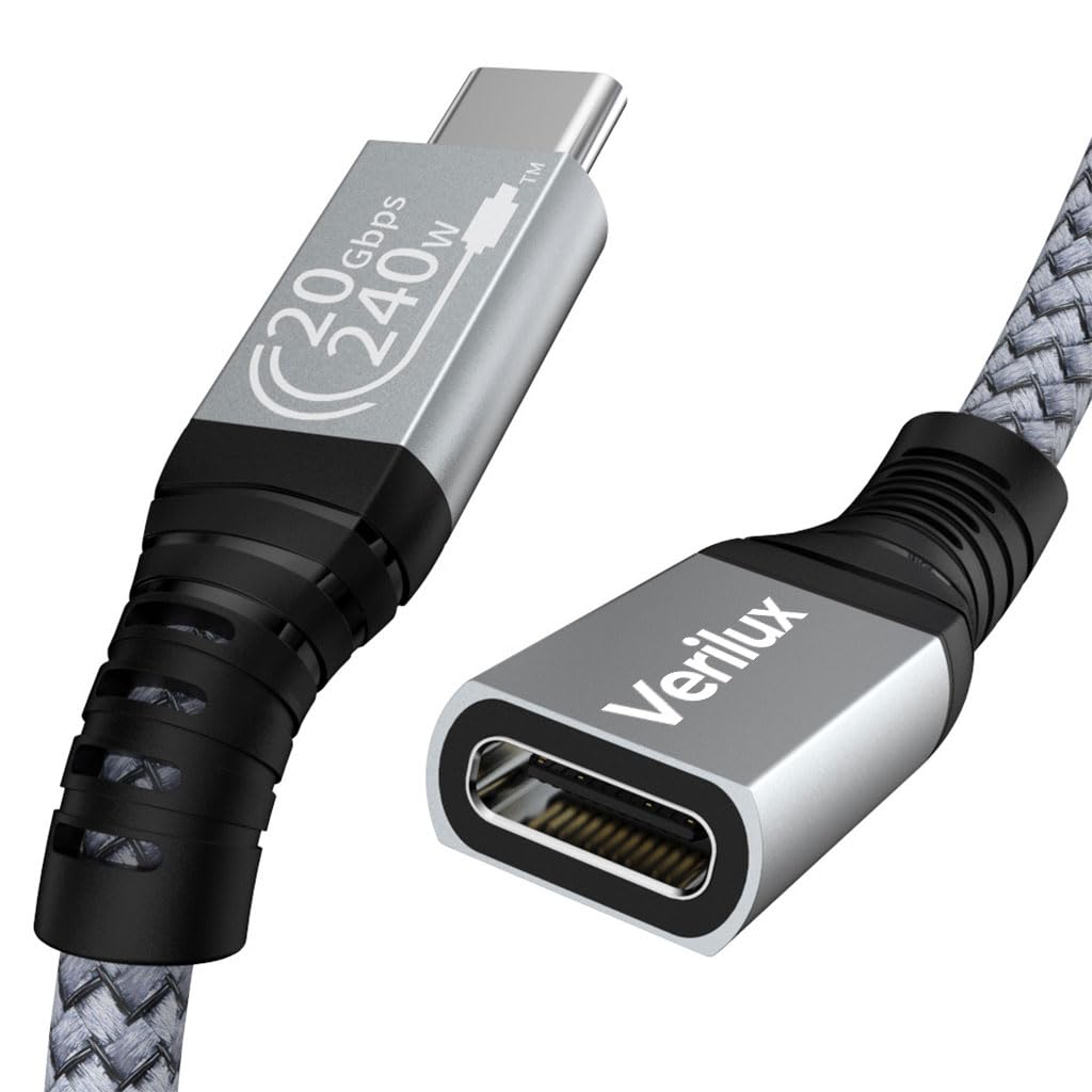 Verilux® USB Type C Extension Cable 3.3ft/1m(20Gbps, 240W), USB C 3.2 Gen Male to Female USB Cable, Support 4K@60Hz Video Cable, Compatible with USB C Hub/MacBook/iPad Pro/Magsafe Charger/Switch