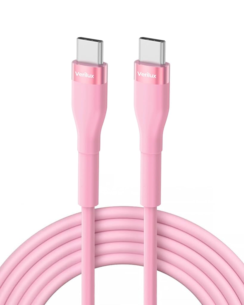 Verilux Type C to Type C Cable, 6.6ft Support 100W PD Fast Charging USB Type C Cable, 480Mbps Data Transfer Cable, C Type Cable for MacBook Pro 2020, iPad Pro 2020, iPad Air 4, Samsung S23 Pink
