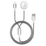 ZORBES® 2-in-1 Smart Watch Charger for Apple Watch Charger for Apple Watch Se/6/5/4/3/2/1&for iPhone 14/13/12/11/Pro/Max/Xr/Xs/X/Airpods Series for Apple Watch Charger Cable Charging,3.3Ft,Silver