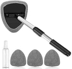 STHIRA® Car Windshield Cleaning Brush Kit Retractable Handle Microfiber Cloth Window Brush Glass Cleaning Brush with 3 Microfiber Cloth, Spray Bottle