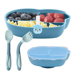 SNOWIE SOFT® Baby Bowl and Spoon Set Bady Feeding Bowl Spoons and Fork Dinnerware Self Feeding for Baby Toddler Durable Nonslip Suction Plates for Baby Non Toxic - BPA Free Plastic