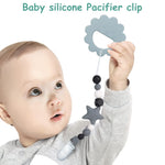 SNOWIE SOFT® Infant 2Pcs Pacifier Beads Chain With Clip Silicone Soother Toy Pacifier Clip Baby Silicone Paci Clip Teething Relief Teether Toy Pacifier Anti Lost Clip Teething Toy