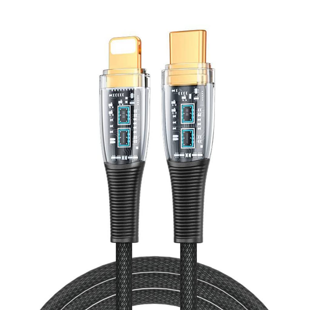 Verilux Type C to Light-ning Cable 3.9Ft USB C to Light-ning Cable Transparent Design i-phone Charger Cable 30W Fast Charging for i-Phone 14/14 Pro/14 Pro Max/13 12 Pro Max/11/ SE/XR, AirPods, iPad
