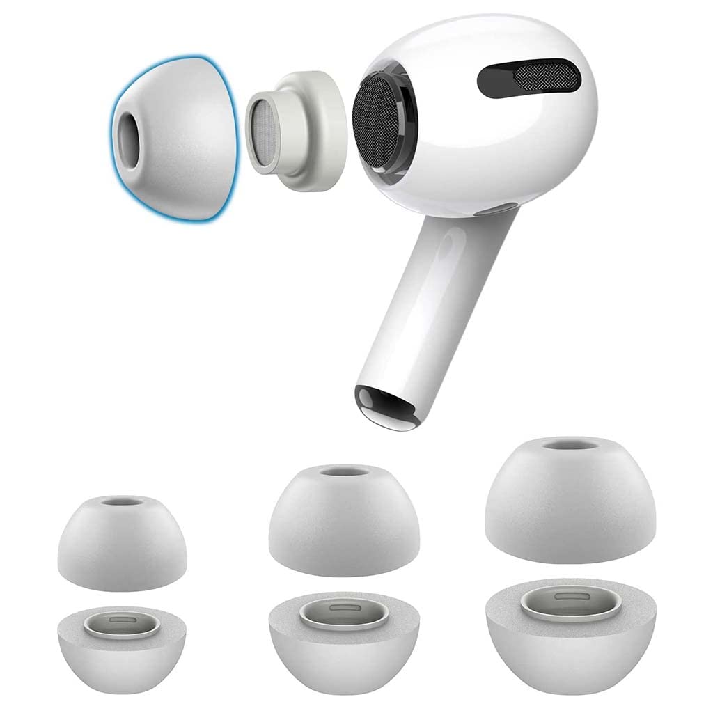 Verilux 3 Pair Replacement for Airpods Pro Ear Tips, Premium Memory Foam Ear Tips for Airpods Pro, 3 Sizes Eartips for Airpods Pro, Anti-Slip Eartips. Fit in The Charging Case, 3 Pairs (S/M/L, Grey)