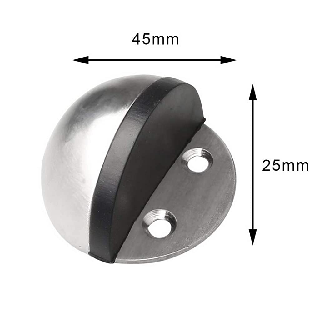 HASTHIP  4 Pieces Stainless Steel Floor Door Stopper, Oval Floor Mounted Half Moon Door Stop with Screws and Glues (Non-Magnetic)