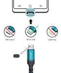 JSAUX® 3-Pack Micro USB Cable, 2.4A Nylon Braided Micro USB Charging Cable, 480Mbps Data Cable Type B for Android Samsung Galaxy S6 S7 Edge Note 5, Kindle and More (3.3ft+6.6ft+10ft)