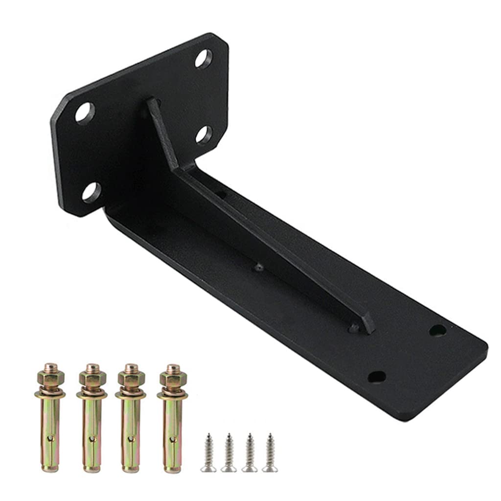HASTHIP 1 Pack Shelf Brackets, Black Floating Shelves Brackets Heavy Duty with Screws, 90 Degree Angle Metal Shelf Brackets & Supports, Shelf Brackets with Modern Iron Finish