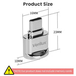 Verilux® Micro SD Card Reader Mini Type C Card Reader TF Card Reader with Keychain USB C to Micro SD SDHC SDXC OTG Memory Card Reader Compatible with Laptops, MacBook, Samsung Galaxy Note 20 - Silver