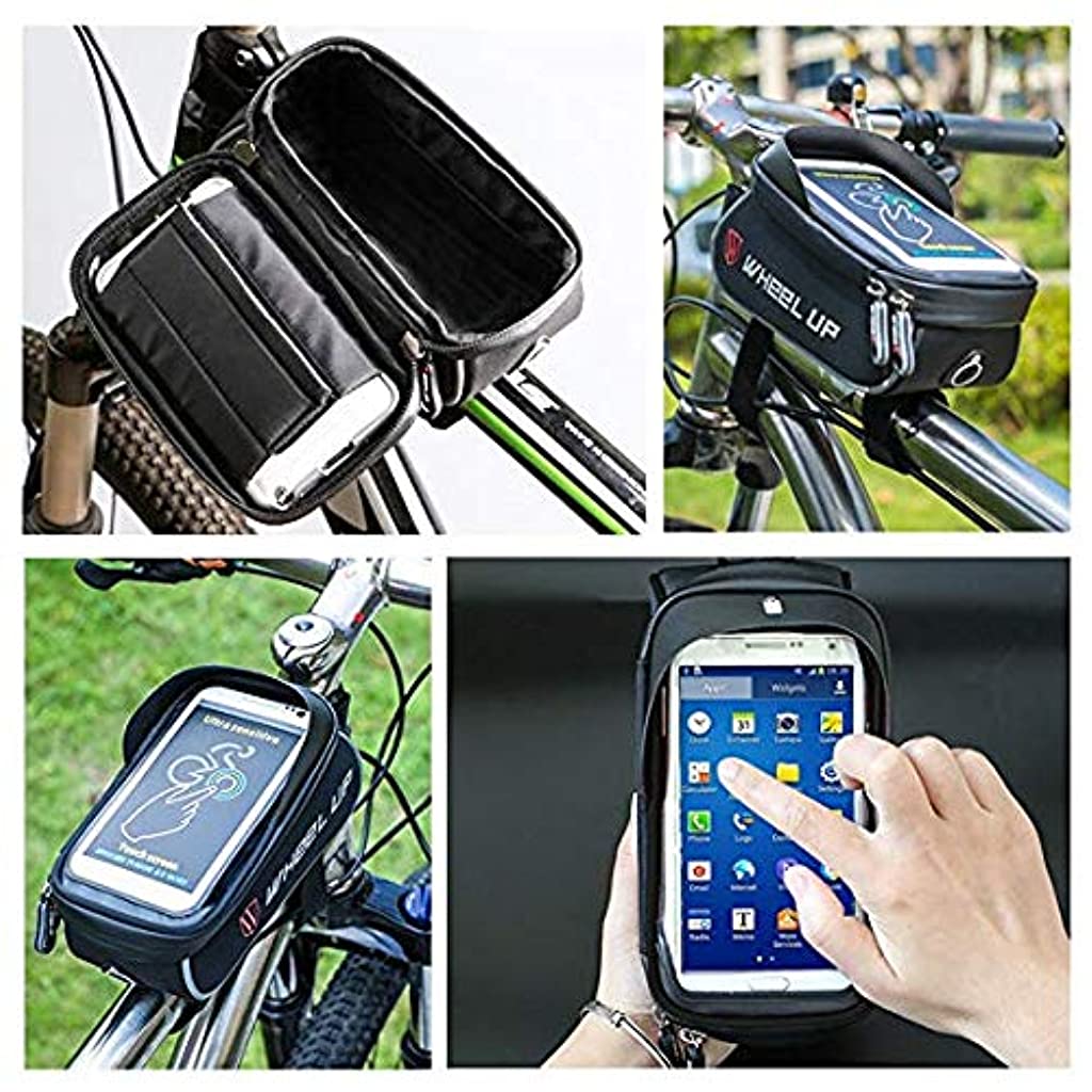 Proberos  PLAY HARD Waterproof, Headphone Hole, Thermoplastic Polyurethane (TPU) Touch Screen, Bicycle Bag Frame Bags Suitable for Smartphones Within of 6 inches (Black)