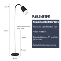 ELEPHANTBOAT® Minimalist Floor Lamp Fixture E27 Bulb Metal Floor Lamp Fixture 1.5m Floor Lamp with Metal Base Flexible Gooseneck PVC Lamp Shade, Long Power Cable with Switch, No Bulb Included