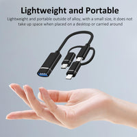 Verilux® USB OTG Cable Adapter for iPhone, 3 in 1 USB A Female to Light-ning/USB C/Micro Male Flash Drive Connector, Flash Drive Adapter for iPhone, Ipad, More Type C, Micro Devices