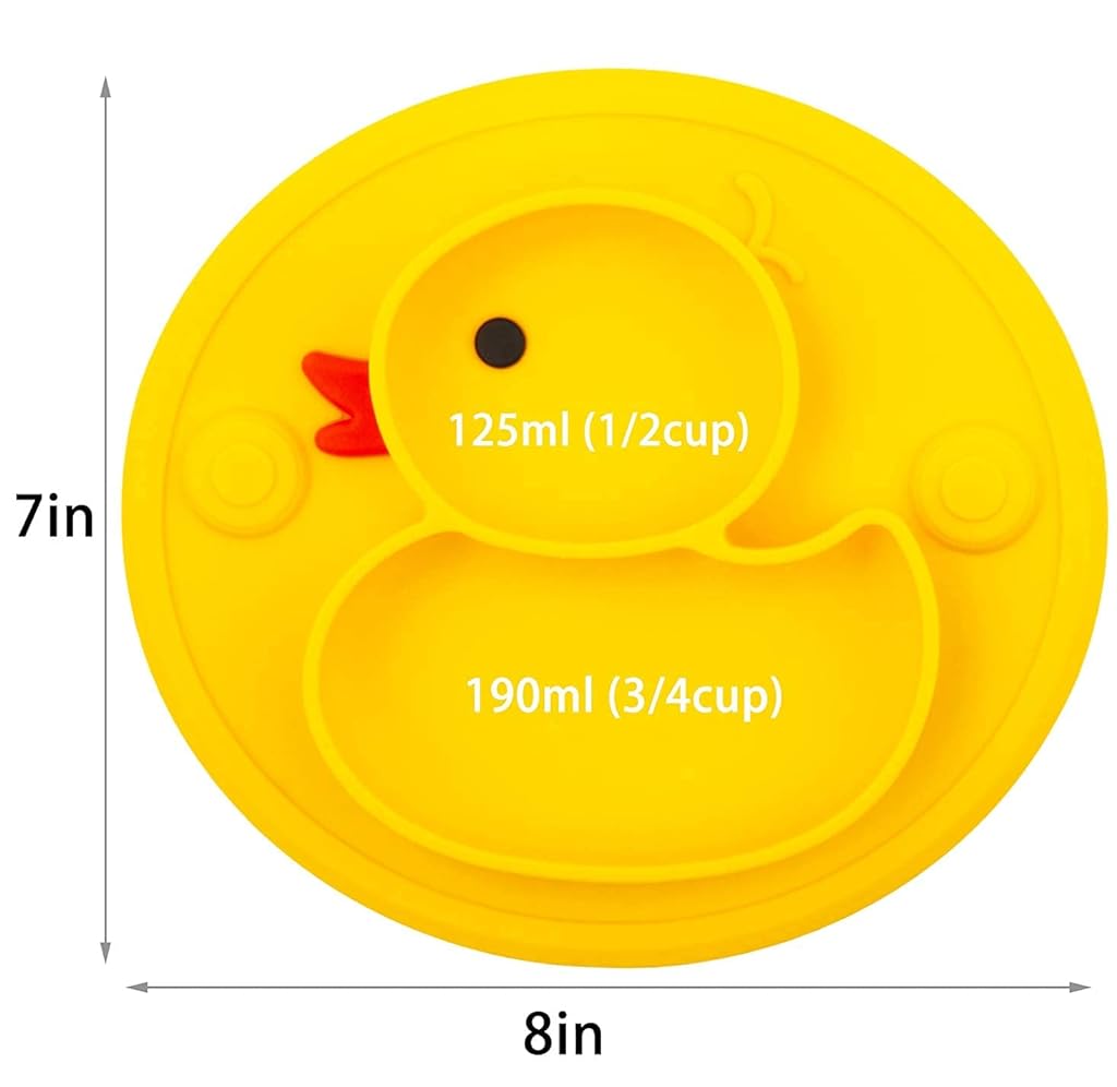 SNOWIE SOFT® Silicone Feeding Plate with Suction for Baby Toddler, Portable Non Slip Suction Plates for Children Babies and Kids BPA Free Baby Dinner Plate