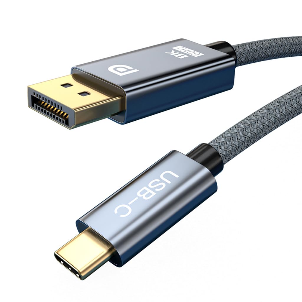 Verilux USB C to DisplayPort 1.4 Cable, 6.6Ft/2M Type C to DP Adapter Nylon Braided Cord, 8K@60Hz USB C to DP Thunderbolt 3 Connector for MacBook Pro/Air, iPad Pro, iMac, ChromeBook Pixel Samsung