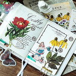 HASTHIP Vintage Ephemera, Romantic Easy Self-Adhesive Plants Floral Style Decoration Note Paper Stickers - 60 Pieces