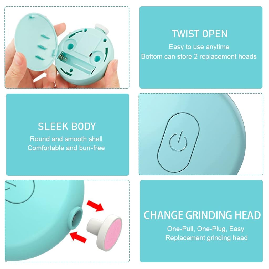 SNOWIE SOFT Baby Nail Trimmer New Born, Electric Nail Cutter with 6 Grinder Bit for Kids Manicure Kit Nail Clippers Painless Safe Effective, Toenail and Fingernail, Without Battery