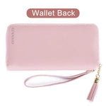 PALAY  Women's Long Wallet Tassel PU Leather Multi- Slots Girls Zipper Coin Large Purse Wallet for Women(Pink)