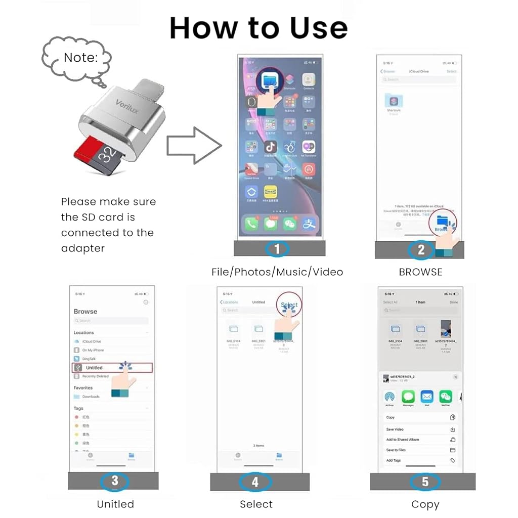 Verilux® Micro SD Card Reader Mini Type C Card Reader TF Card Reader with Keychain USB C to Micro SD SDHC SDXC OTG Memory Card Reader Compatible with Laptops, MacBook, Samsung Galaxy Note 20 - Silver