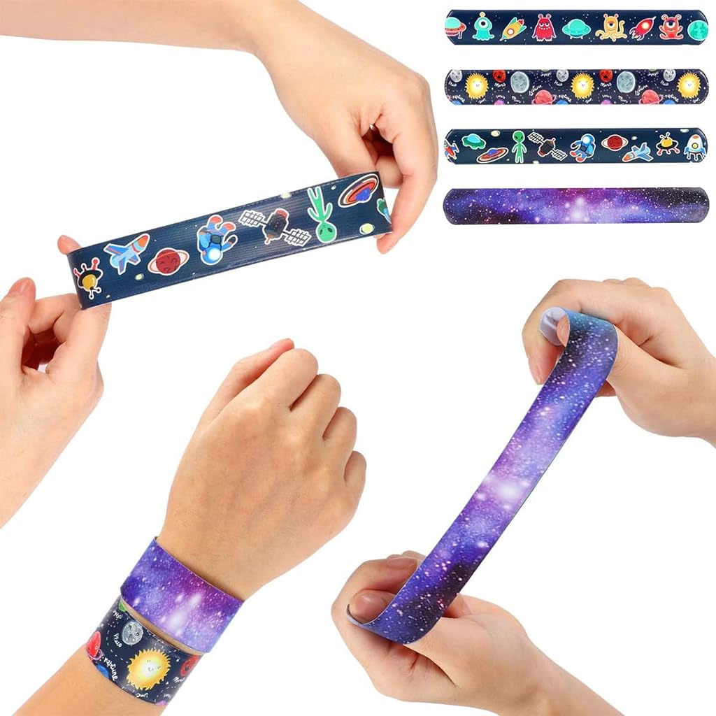 PATPAT® 10Pcs Slap Bracelets for Kids Space Planet Theme Slap Bracelets Toys Wristbands Slap Bands Classroom Prize for Boys and Girls Party Favors Gifts