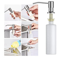 ZIBUYU Soap Dispenser for Kitchen Sink Built-in Countertop with 350ml Bottle Connects Directly