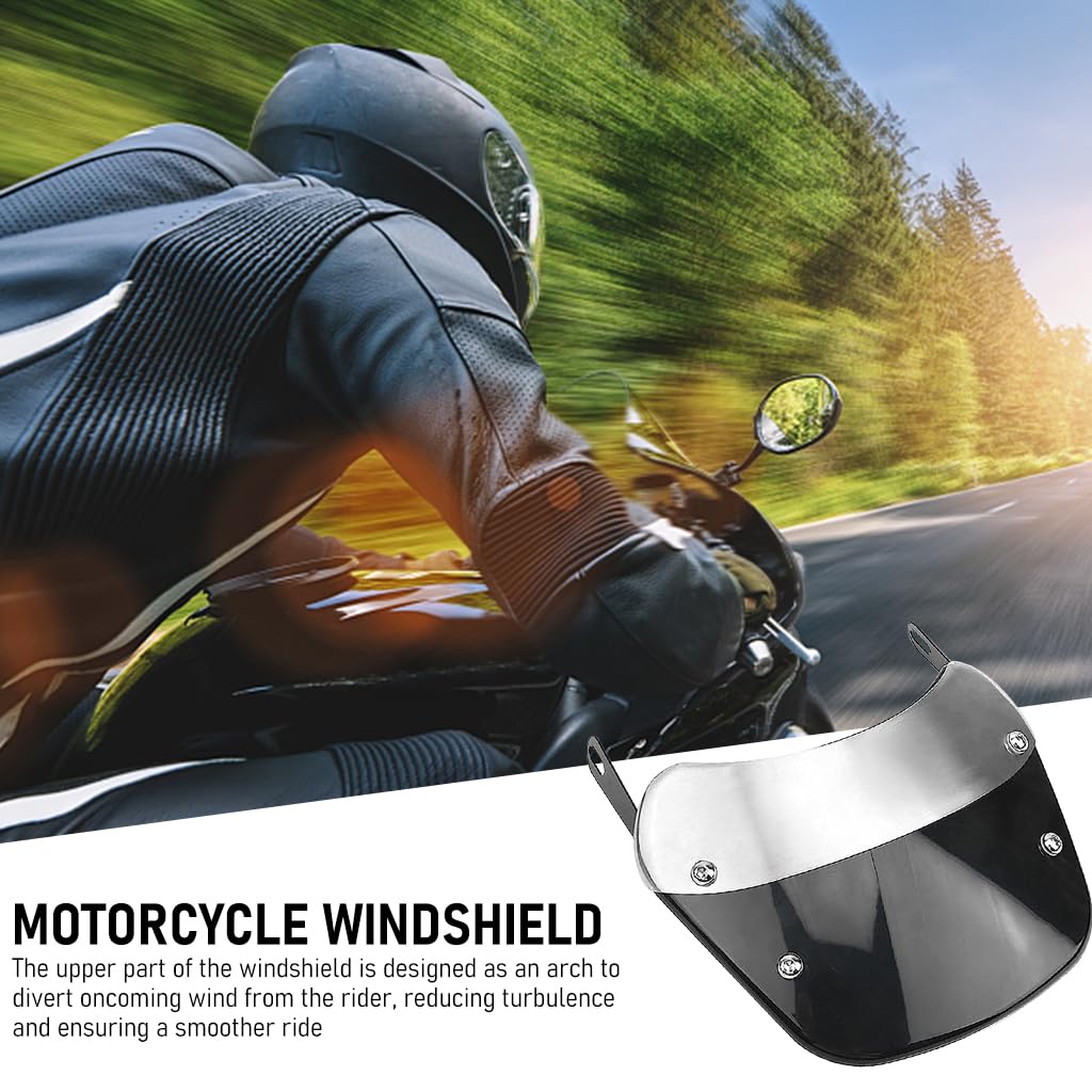 STHIRA® Universal Windshield Motorcycle Wind Deflector, 5-7" Round DIY Motorcycle Windshield Scooter Wind Deflector Scooter Windshield Bike Windshield Visor with Scratch Resistant Steel for Most Motorcycles