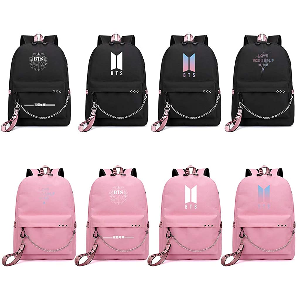 SANNIDHI  Kpop BTS Bangtan Boys Casual Backpack Daypack Laptop Bag School Bag Bookbag Shoulder Bag with USB Charging Port(Black 3)