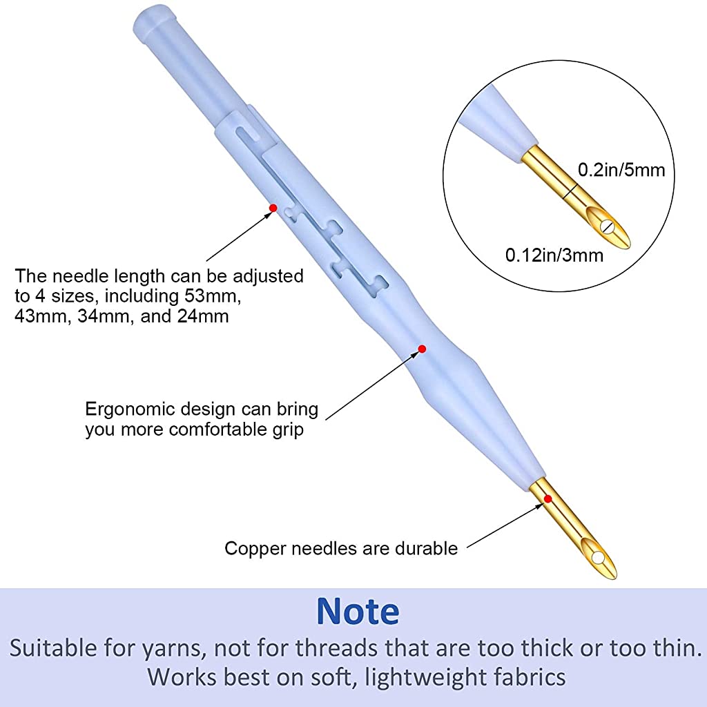 HASTHIP  17 Pieces Fullset Punch Needle Embroidery Starter Kits Rug Punch Needle Tool Threader Fabric Embroidery Hoop Yarn Punch Needle for Beginner
