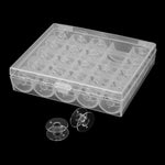 HASTHIP 25 Pcs Transparent Plastic Sewing Machine Bobbins with Case with Storage Box for Elna Machine Empty Bobbin