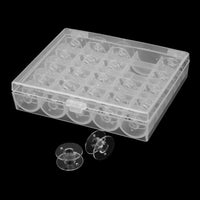 HASTHIP 25 Pcs Transparent Plastic Sewing Machine Bobbins with Case with Storage Box for Elna Machine Empty Bobbin