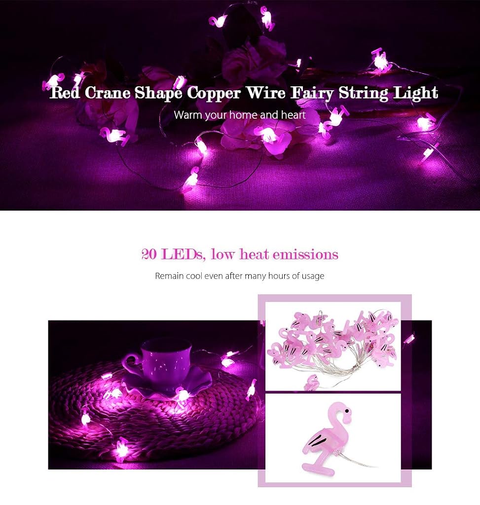 Verilux® 2m 20 LEDs Red Crane Cooper Wire String Light for Christmas Home Festival Decoration (Pink)