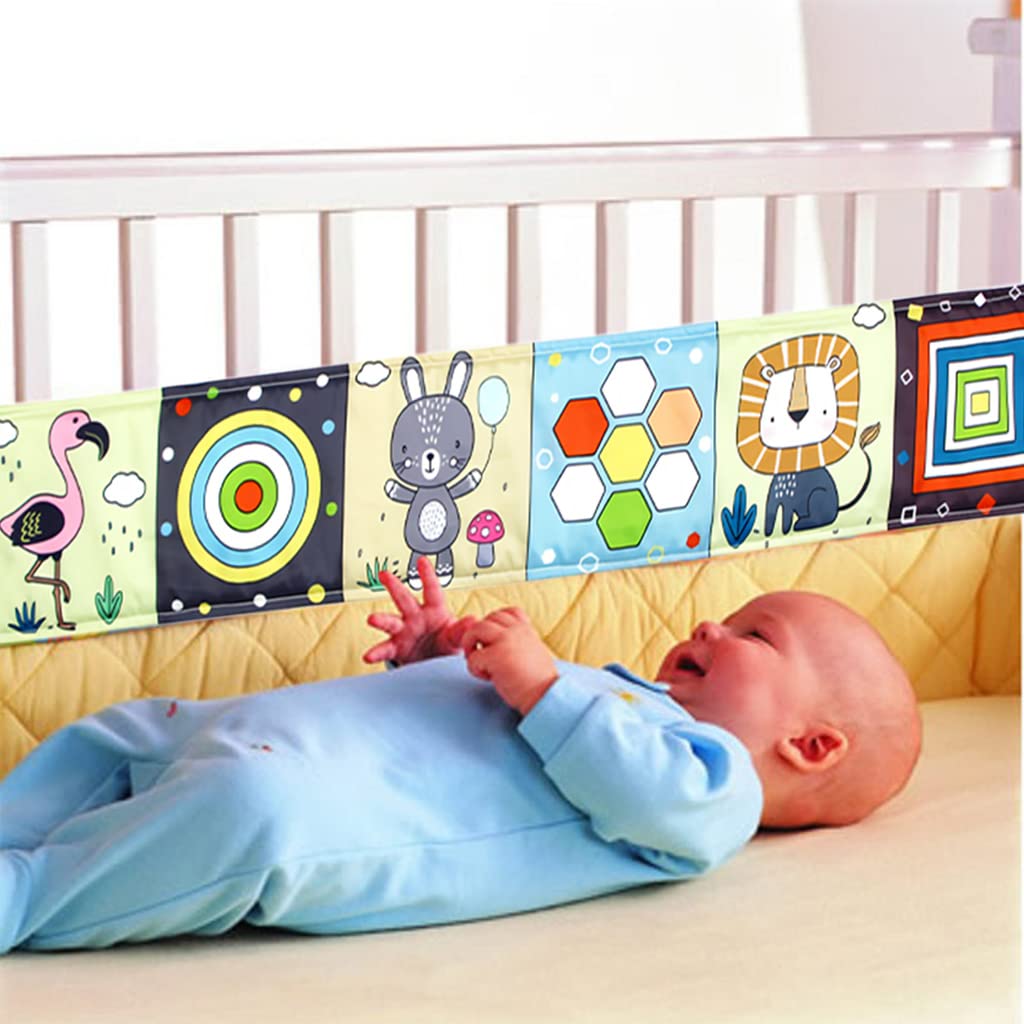 SNOWIE SOFT® Cloth Books for Babies, Newborn Toys, Double Side Infant Tummy Time Toys for babiesTear Resistance Can Make Sound Hangable Cloth Book On Cradle for Toddler Visual Development Toy