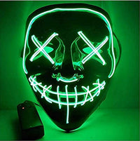 PATPAT  Halloween Mask LED Light up Mask for Halloween Festival Cosplay Halloween Costume Party Decorations (Green)