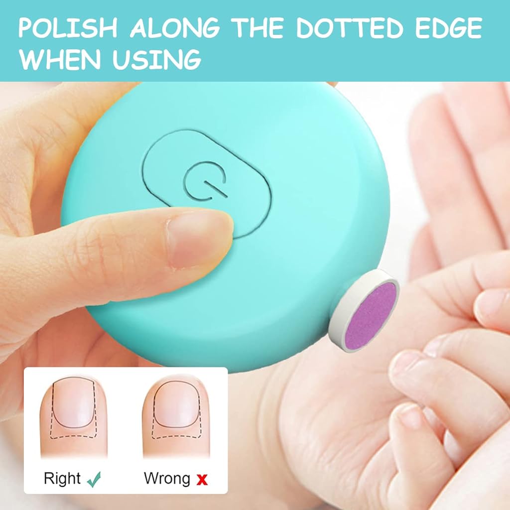 SNOWIE SOFT Baby Nail Trimmer New Born, Electric Nail Cutter with 6 Grinder Bit for Kids Manicure Kit Nail Clippers Painless Safe Effective, Toenail and Fingernail, Without Battery