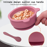 SNOWIE SOFT® Baby Suction Bowl Kit for Baby with Spoon & Lid, Silicone Baby Feeding Bowl for Kids to Feed Themselves, Dish Washer & Micro-Wave Oven Safe, BFA Free