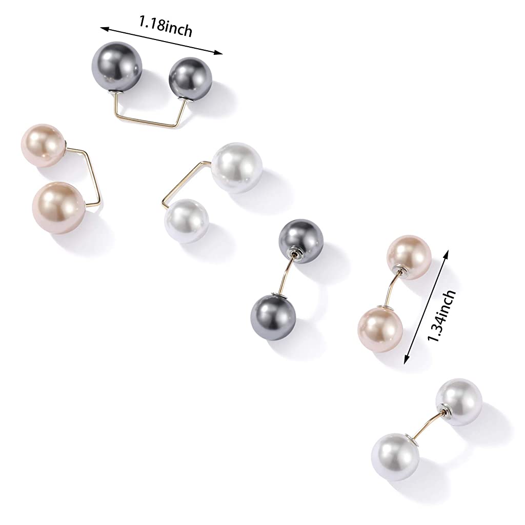 SANNIDHI  6 PCS Pearl Brooch Safety Pins for Women Girls, Anti-Exposure Neckline Safety Jewerly Accessory Sweater Shawl Clips Gifts