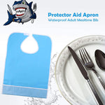 ELEPHANTBOAT  PVC Waterproof Adult Mealtime Bib Reusable Washable Fast Dry Bid Clothing Protector (Light Blue)