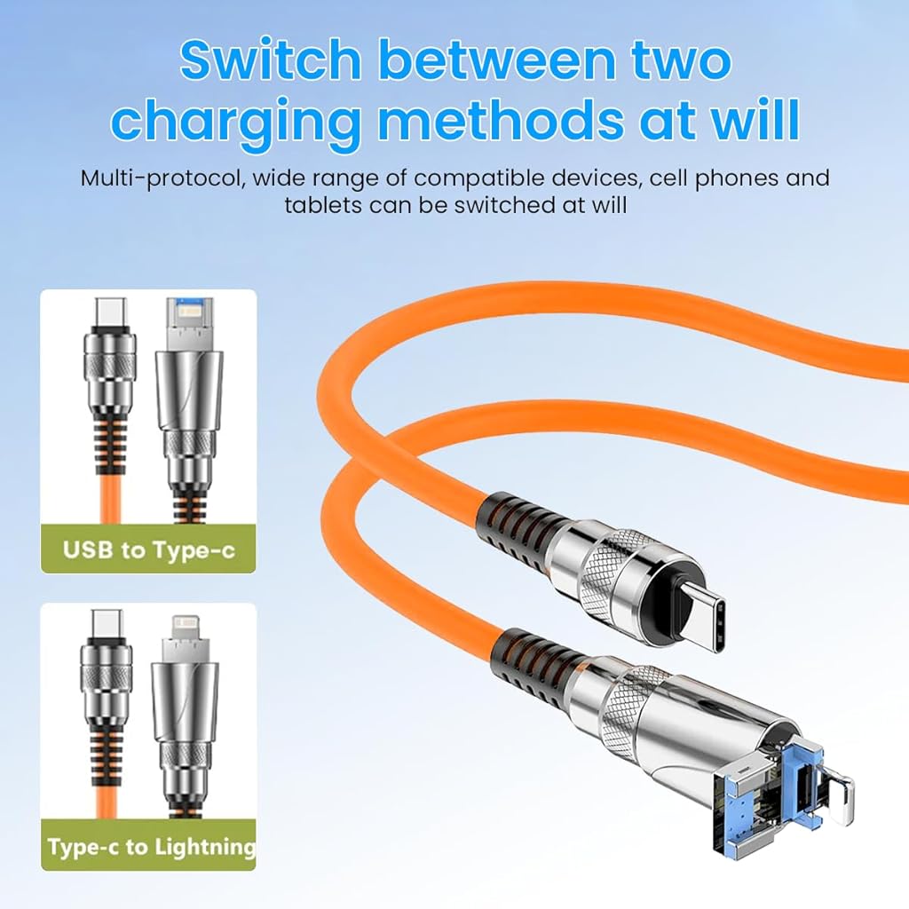 Verilux® 2 in 1 USB Type C Cable, 100W Fast Charging Multi USB A to USB C Cable, 4.92ft USB C to Light-ing Data Transfer Thicken Cable for iPhone, Sumsang, Pixel XL, Oneplus, Android & Type C Devices