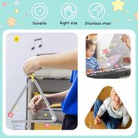 PATPAT® Triangle Instrument 3 Sizes Percussion Instrument Hand Percussion Triangles with Striker Early Musical Sensory Instrument for Kids, Mindfulness Class Musical Triangle Instrument