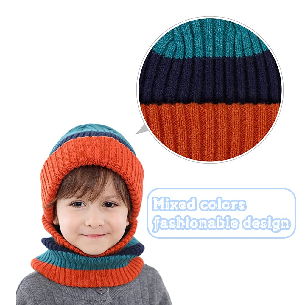 SNOWIE SOFT® Winter Cap for Kids with Scarf, Warm Baby Knit Cap Scarf Set Infant Newborn Winter Pom Hat for Baby Girls Boys Under 3 Years Old