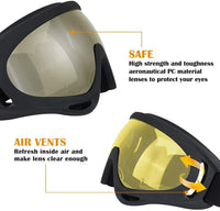 ELEPHANTBOAT  Uv400 Windproof X400 Goggles Motorcycle Glasses Helmet Goggles for Outdoor Riding (Yellow)